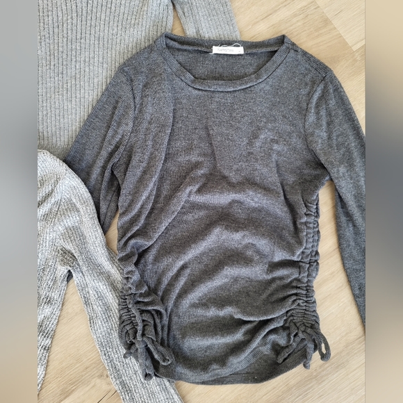 3-Pack Rib Knit Gray Tops - Picture 3 of 4